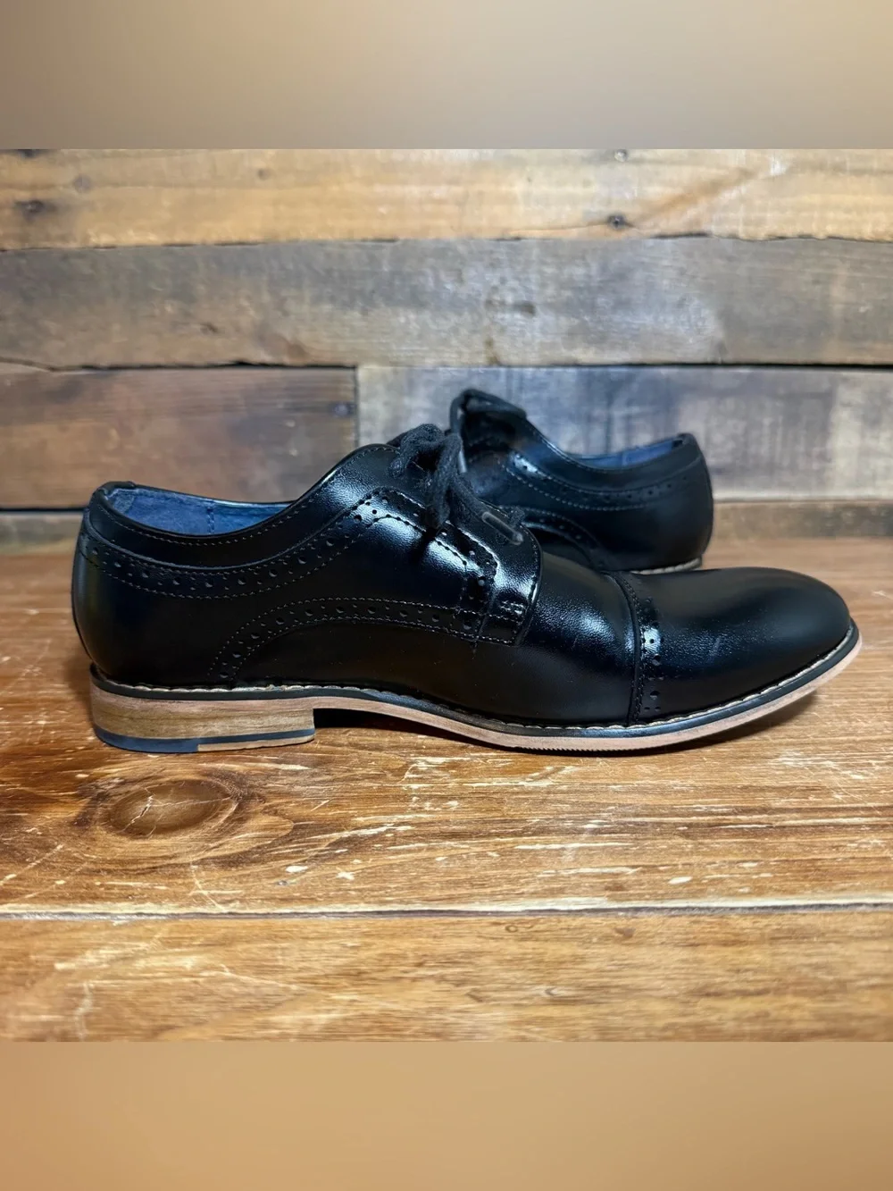 Bruno Marc Boy's Prince-K1 Classic Oxfords Black Dress Shoe Boys size 4.